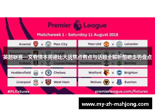 英超联赛一文看懂本周德比大战焦点看点与话题全解析前瞻走势盘点